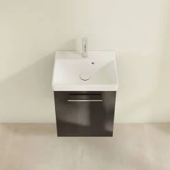 Villeroy and Boch Avento Crystal Black 450mm Wall Hung 1-Door Vanity Unit -Vanity Units Sales Store SAVE15B301 D3 460