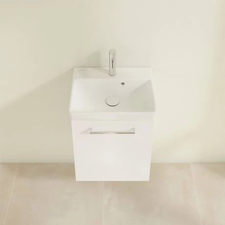 Villeroy and Boch Avento Crystal White 450mm Wall Hung 1-Door Vanity Unit 4 Villeroy and Boch Avento Crystal White 450mm Wall Hung 1-Door Vanity Unit - Image 4