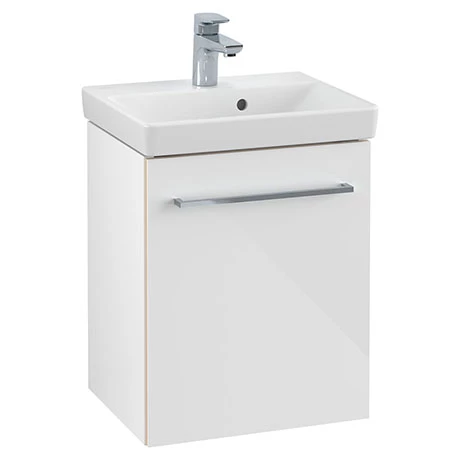 Villeroy and Boch Avento Crystal White 450mm Wall Hung 1-Door Vanity Unit 1 Villeroy and Boch Avento Crystal White 450mm Wall Hung 1-Door Vanity Unit