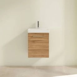 Villeroy and Boch Avento Oak Kansas 450mm Wall Hung 1-Door Vanity Unit -Vanity Units Sales Store SAVE15RH01 D2 460