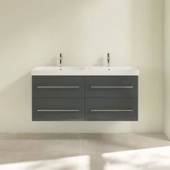 Villeroy and Boch Avento Crystal Grey 1200mm Wall Hung 4-Drawer Double Vanity Unit -Vanity Units Sales Store SAVE29B101 D2 460