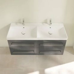 Villeroy and Boch Avento Crystal Grey 1200mm Wall Hung 4-Drawer Double Vanity Unit -Vanity Units Sales Store SAVE29B101 D3 460