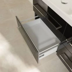 Villeroy and Boch Avento Crystal Black 1200mm Wall Hung 4-Drawer Double Vanity Unit -Vanity Units Sales Store SAVE29B301 D5 460