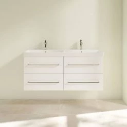 Villeroy and Boch Avento Double Vanity Unit 1180mm - Crystal White - SAVE29B401 -Vanity Units Sales Store SAVE29B401 D2 460