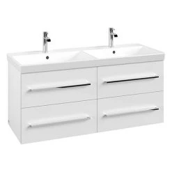 Villeroy and Boch Avento Double Vanity Unit 1180mm - Crystal White - SAVE29B401