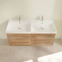 Villeroy and Boch Avento Oak Kansas 1200mm Wall Hung 4-Drawer Double Vanity Unit -Vanity Units Sales Store SAVE29RH01 D3 460