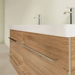 Villeroy and Boch Avento Oak Kansas 1200mm Wall Hung 4-Drawer Double Vanity Unit -Vanity Units Sales Store SAVE29RH01 D4 460