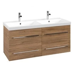 Villeroy and Boch Avento Oak Kansas 1200mm Wall Hung 4-Drawer Double Vanity Unit