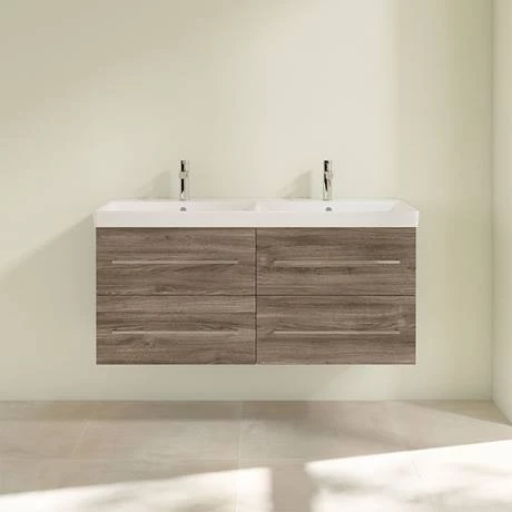 Villeroy and Boch Avento Stone Oak 1200mm Wall Hung 4-Drawer Double Vanity Unit 3 Villeroy and Boch Avento Stone Oak 1200mm Wall Hung 4-Drawer Double Vanity Unit - Image 3