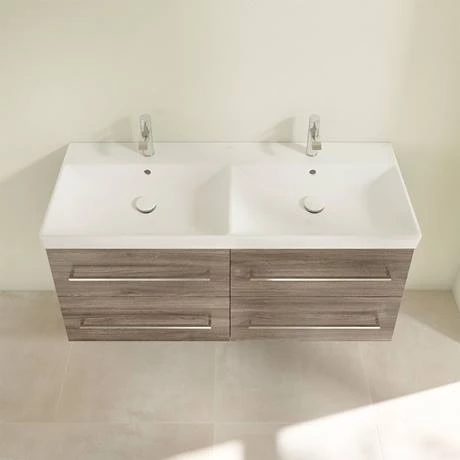Villeroy and Boch Avento Stone Oak 1200mm Wall Hung 4-Drawer Double Vanity Unit 4 Villeroy and Boch Avento Stone Oak 1200mm Wall Hung 4-Drawer Double Vanity Unit - Image 4