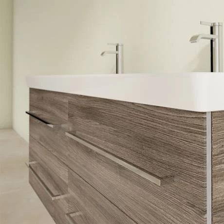 Villeroy and Boch Avento Stone Oak 1200mm Wall Hung 4-Drawer Double Vanity Unit 5 Villeroy and Boch Avento Stone Oak 1200mm Wall Hung 4-Drawer Double Vanity Unit - Image 5