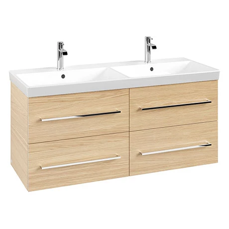 Villeroy and Boch Avento Nordic Oak 1200mm Wall Hung 4-Drawer Double Vanity Unit 1 Villeroy and Boch Avento Nordic Oak 1200mm Wall Hung 4-Drawer Double Vanity Unit