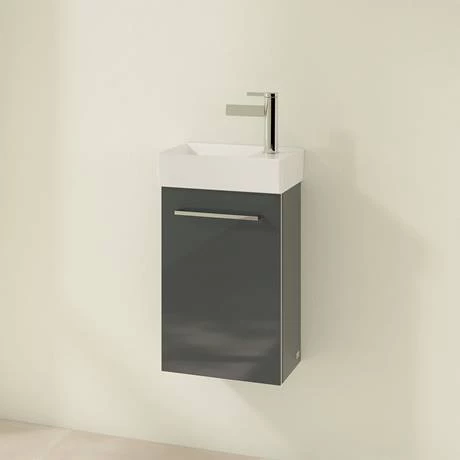 Villeroy and Boch Avento Crystal Grey 360mm Wall Hung Vanity Unit with Left Bowl Basin 2 Villeroy and Boch Avento Crystal Grey 360mm Wall Hung Vanity Unit with Left Bowl Basin - Image 2