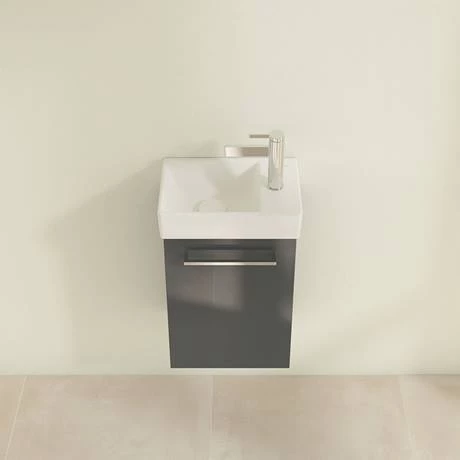 Villeroy and Boch Avento Crystal Grey 360mm Wall Hung Vanity Unit with Left Bowl Basin 4 Villeroy and Boch Avento Crystal Grey 360mm Wall Hung Vanity Unit with Left Bowl Basin - Image 4