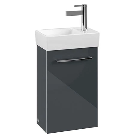 Villeroy and Boch Avento Crystal Grey 360mm Wall Hung Vanity Unit with Left Bowl Basin 1 Villeroy and Boch Avento Crystal Grey 360mm Wall Hung Vanity Unit with Left Bowl Basin