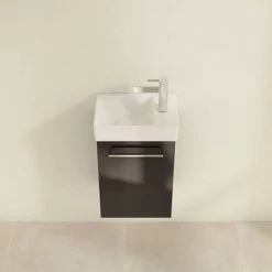 Villeroy and Boch Avento Crystal Black 360mm Wall Hung Vanity Unit with Left Bowl Basin -Vanity Units Sales Store SAVE31B301 D3 460