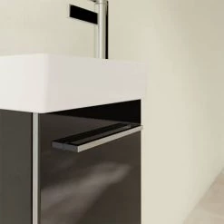 Villeroy and Boch Avento Crystal Black 360mm Wall Hung Vanity Unit with Left Bowl Basin -Vanity Units Sales Store SAVE31B301 D4 460