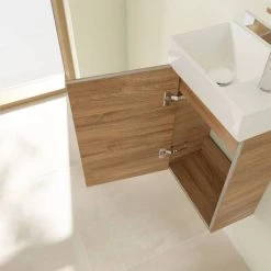 Villeroy and Boch Avento Oak Kansas 360mm Wall Hung Vanity Unit with Left Bowl Basin 11 Villeroy and Boch Avento Oak Kansas 360mm Wall Hung Vanity Unit with Left Bowl Basin -Vanity Units Sales Store SAVE31RH01 D6 460