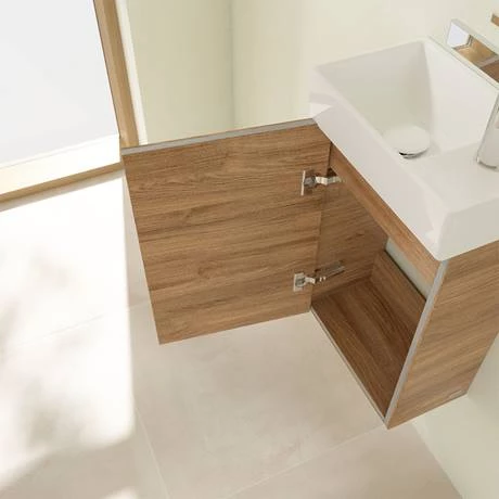 Villeroy and Boch Avento Oak Kansas 360mm Wall Hung Vanity Unit with Left Bowl Basin 6 Villeroy and Boch Avento Oak Kansas 360mm Wall Hung Vanity Unit with Left Bowl Basin - Image 6