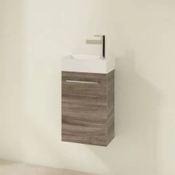 Villeroy and Boch Avento Stone Oak 360mm Wall Hung Vanity Unit with Left Bowl Basin -Vanity Units Sales Store SAVE31RK01 D1N 460
