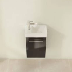 Villeroy and Boch Avento Crystal Black 360mm Wall Hung Vanity Unit with Right Bowl Basin -Vanity Units Sales Store SAVE32B301 D3 460