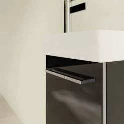 Villeroy and Boch Avento Crystal Black 360mm Wall Hung Vanity Unit with Right Bowl Basin -Vanity Units Sales Store SAVE32B301 D4 460