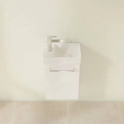 Villeroy and Boch Avento Crystal White 360mm Wall Hung Vanity Unit with Right Bowl Basin -Vanity Units Sales Store SAVE32B401 D3 460
