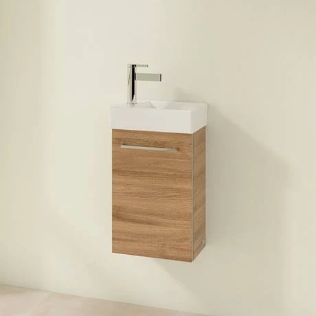 Villeroy and Boch Avento Oak Kansas 360mm Wall Hung Vanity Unit with Right Bowl Basin 2 Villeroy and Boch Avento Oak Kansas 360mm Wall Hung Vanity Unit with Right Bowl Basin - Image 2