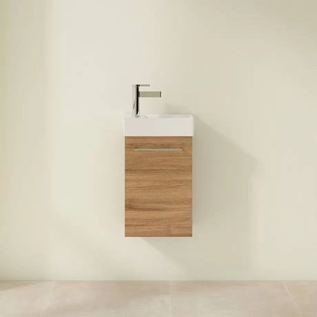 Villeroy and Boch Avento Oak Kansas 360mm Wall Hung Vanity Unit with Right Bowl Basin 3 Villeroy and Boch Avento Oak Kansas 360mm Wall Hung Vanity Unit with Right Bowl Basin - Image 3