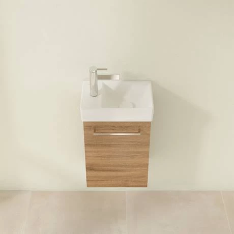 Villeroy and Boch Avento Oak Kansas 360mm Wall Hung Vanity Unit with Right Bowl Basin 4 Villeroy and Boch Avento Oak Kansas 360mm Wall Hung Vanity Unit with Right Bowl Basin - Image 4