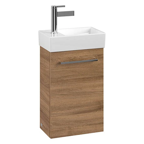 Villeroy and Boch Avento Oak Kansas 360mm Wall Hung Vanity Unit with Right Bowl Basin 1 Villeroy and Boch Avento Oak Kansas 360mm Wall Hung Vanity Unit with Right Bowl Basin