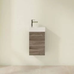 Villeroy and Boch Avento Stone Oak 360mm Wall Hung Vanity Unit with Right Bowl Basin -Vanity Units Sales Store SAVE32RK01 D2 460