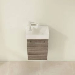 Villeroy and Boch Avento Stone Oak 360mm Wall Hung Vanity Unit with Right Bowl Basin -Vanity Units Sales Store SAVE32RK01 D3 460
