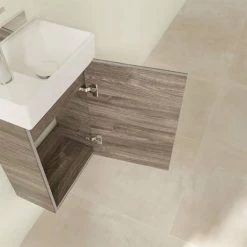 Villeroy and Boch Avento Stone Oak 360mm Wall Hung Vanity Unit with Right Bowl Basin -Vanity Units Sales Store SAVE32RK01 D5 460
