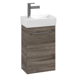 Villeroy and Boch Avento Stone Oak 360mm Wall Hung Vanity Unit with Right Bowl Basin