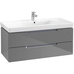Villeroy and Boch Subway 2.0 Glossy Grey 1000mm Wall Hung 2-Drawer Vanity Unit