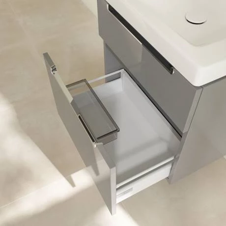Villeroy and Boch Subway 2.0 Glossy Grey 600mm Wall Hung 2-Drawer Vanity Unit 5 Villeroy and Boch Subway 2.0 Glossy Grey 600mm Wall Hung 2-Drawer Vanity Unit - Image 5