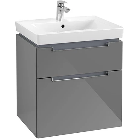 Villeroy and Boch Subway 2.0 Glossy Grey 600mm Wall Hung 2-Drawer Vanity Unit 1 Villeroy and Boch Subway 2.0 Glossy Grey 600mm Wall Hung 2-Drawer Vanity Unit