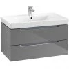 Villeroy and Boch Subway 2.0 Glossy Grey 800mm Wall Hung 2-Drawer Vanity Unit