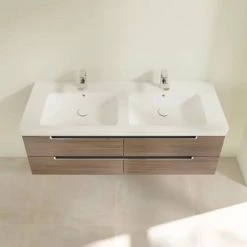 Villeroy and Boch Subway 2.0 Arizona Oak 1300mm Wall Hung Double Basin Vanity Unit -Vanity Units Sales Store SBDB13AO D3 460