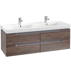 Villeroy and Boch Subway 2.0 Arizona Oak 1300mm Wall Hung Double Basin Vanity Unit