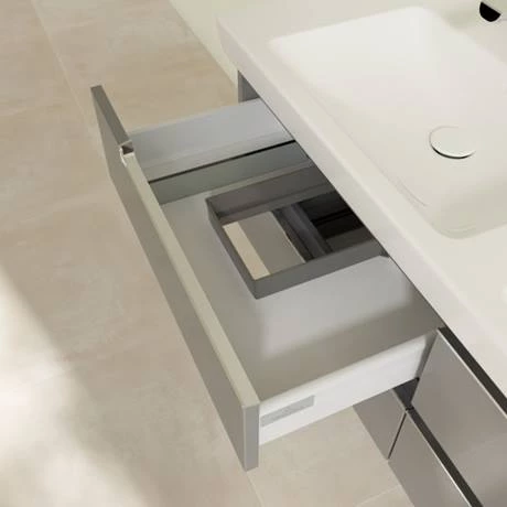 Villeroy and Boch Subway 2.0 Glossy Grey 1300mm Wall Hung Double Basin Vanity Unit 5 Villeroy and Boch Subway 2.0 Glossy Grey 1300mm Wall Hung Double Basin Vanity Unit - Image 5