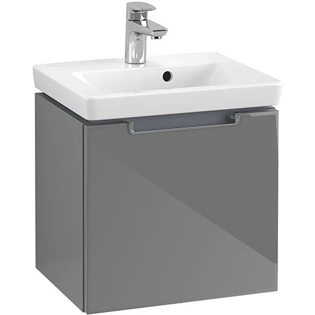 Villeroy and Boch Subway 2.0 Glossy Grey 450mm Wall Hung 1-Drawer Vanity Unit 1 Villeroy and Boch Subway 2.0 Glossy Grey 450mm Wall Hung 1-Drawer Vanity Unit