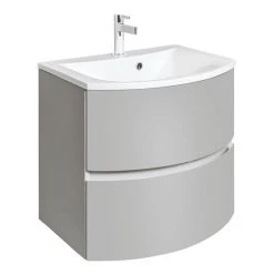 Crosswater Svelte Two Drawer Vanity Unit & Basin - Storm Grey Matt