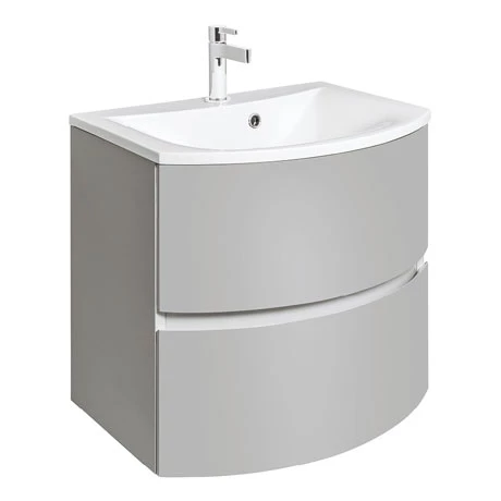 Crosswater Svelte Two Drawer Vanity Unit & Basin - Storm Grey Matt 1 Crosswater Svelte Two Drawer Vanity Unit & Basin - Storm Grey Matt