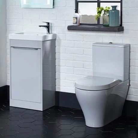 Tavistock Sequence 450mm Freestanding Unit with Basin - Gloss Light Grey 2 Tavistock Sequence 450mm Freestanding Unit with Basin - Gloss Light Grey - Image 2