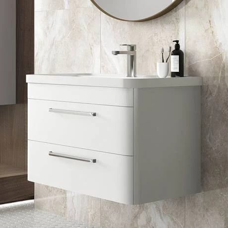 Hudson Reed Solar 800mm Wall Hung Cabinet & Basin - Pure White - SOL104 2 Hudson Reed Solar 800mm Wall Hung Cabinet & Basin - Pure White - SOL104 - Image 2