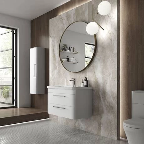 Hudson Reed Solar 800mm Wall Hung Cabinet & Basin - Pure White - SOL104 3 Hudson Reed Solar 800mm Wall Hung Cabinet & Basin - Pure White - SOL104 - Image 3