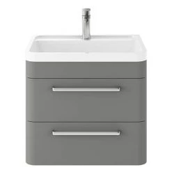 Hudson Reed Solar 600mm Wall Hung Cabinet & Basin - Cool Grey - SOL202
