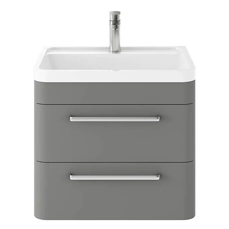 Hudson Reed Solar 600mm Wall Hung Cabinet & Basin - Cool Grey - SOL202 1 Hudson Reed Solar 600mm Wall Hung Cabinet & Basin - Cool Grey - SOL202